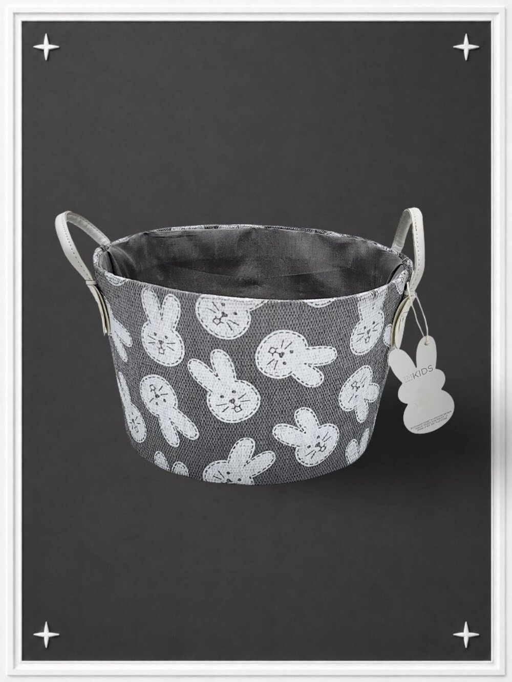 Grey/White Bunny Print Easter Basket | NWT